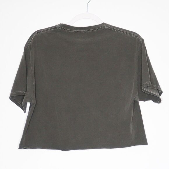 AC/DC Womens Cropped Graphic Tee Size S/M Gray Short Sleeve Shirt Festival Rock - Picture 2 of 4